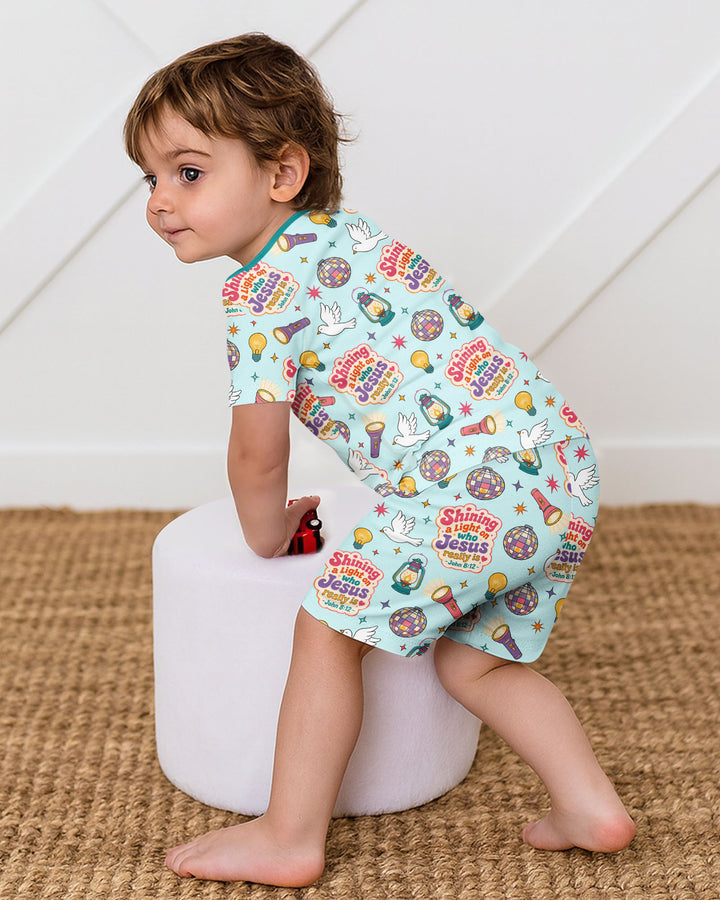 VBS Shining A Light On Who Jesus Really Is Bamboo Two Piece Short Sleeve Shorts Pajama Set