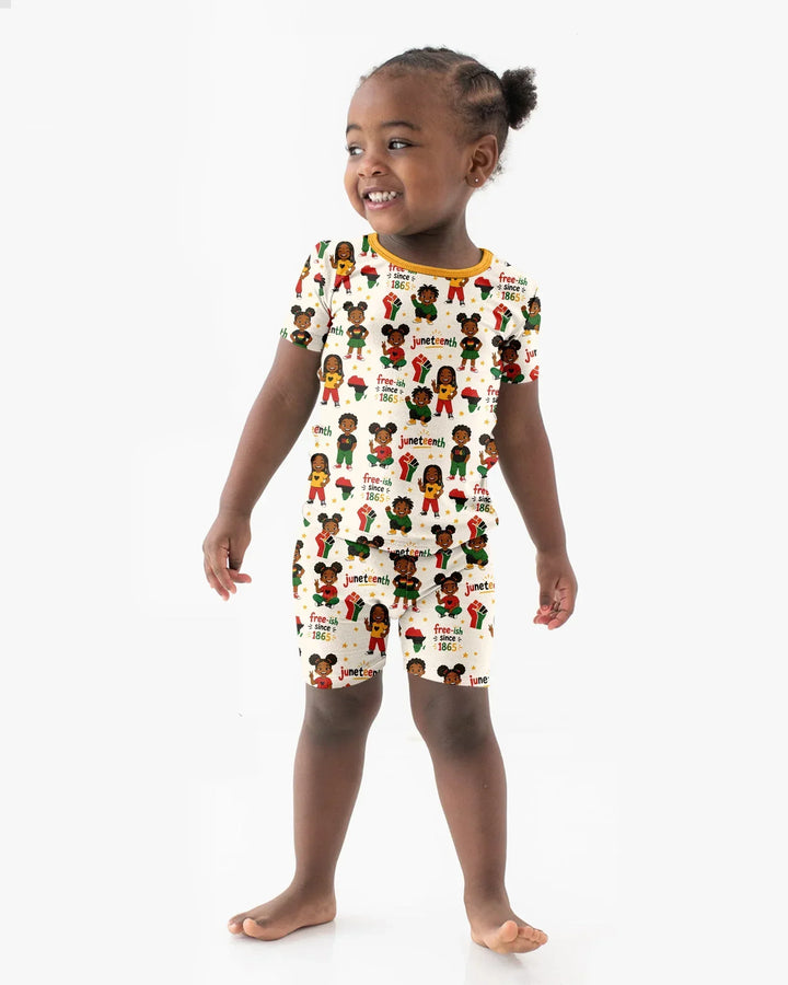 Juneteenth Free-ish Since 1865 Bamboo Two Piece Short Sleeve Shorts Pajama Set