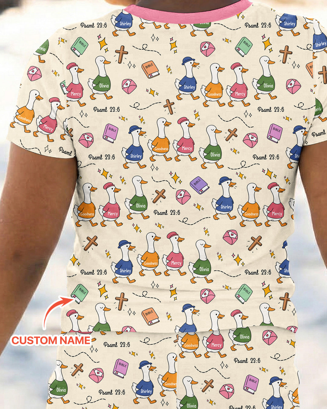 Psalm 23:6 Matching Family Bamboo Two Piece Short Sleeve Shorts Pajama Set