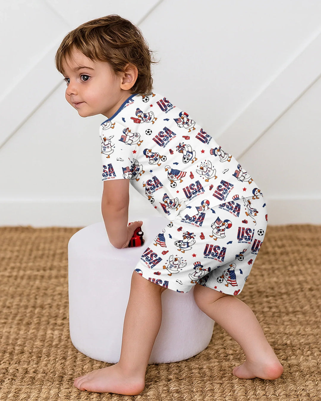 One Nation One Team Bamboo Two Piece Short Sleeve Shorts Pajama Set