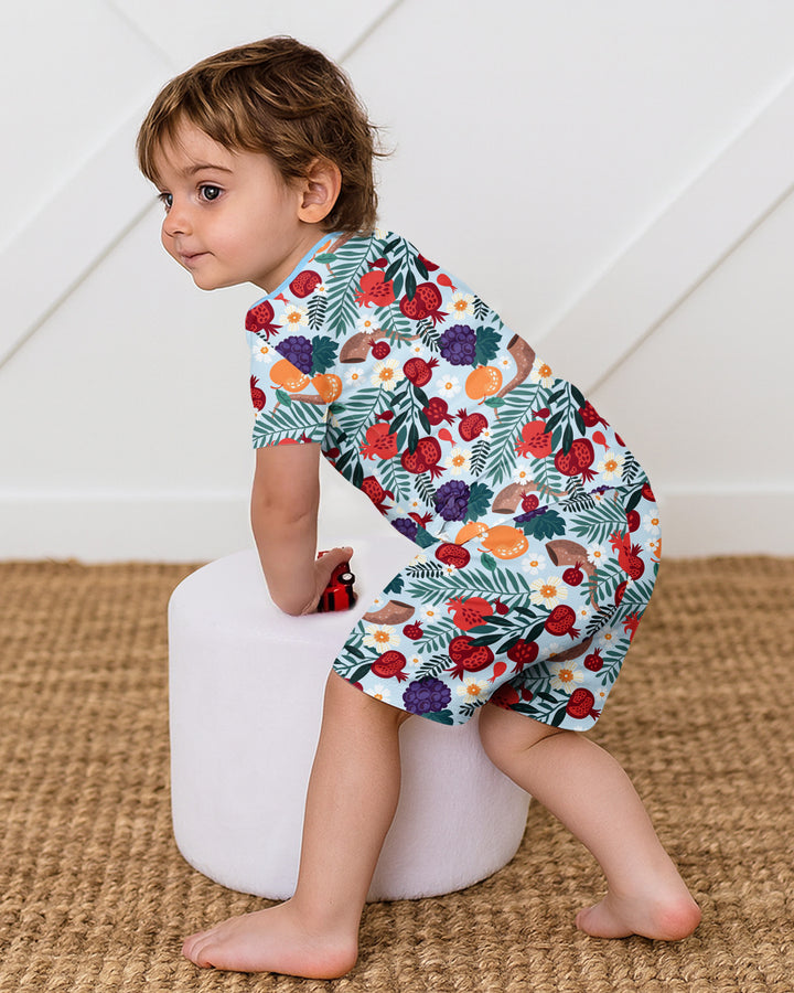 Pomegranate Blessings Night Family Matching Bamboo Two Piece Short Sleeve Shorts Pajama Set