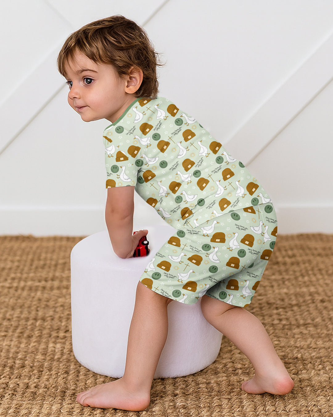 Conjunto de Pijama de Dos Piezas de Bambú con Mangas Cortas y Pantalones Cortos