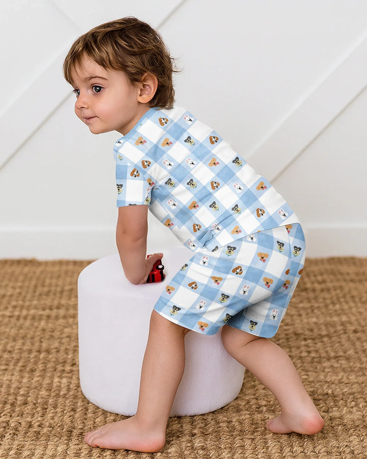 Plaid Pals Family Matching Bamboo Two Piece Short Sleeve Shorts Pajama Set