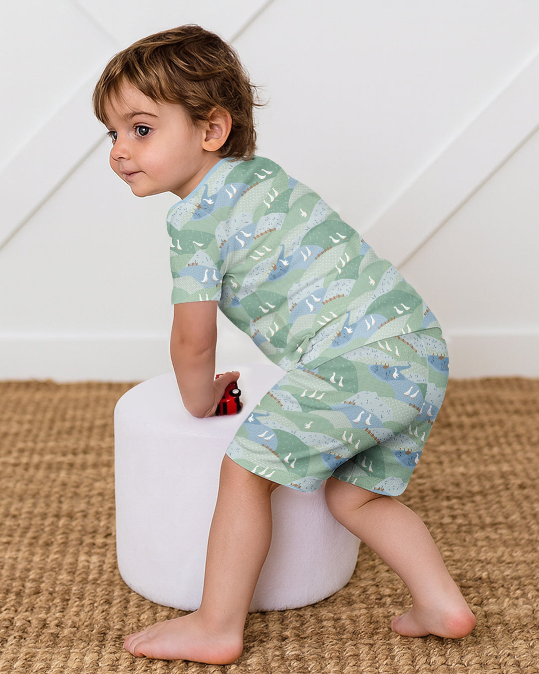 Wandering Geese Family Matching Bamboo Two Piece Short Sleeve Shorts Pajama Set