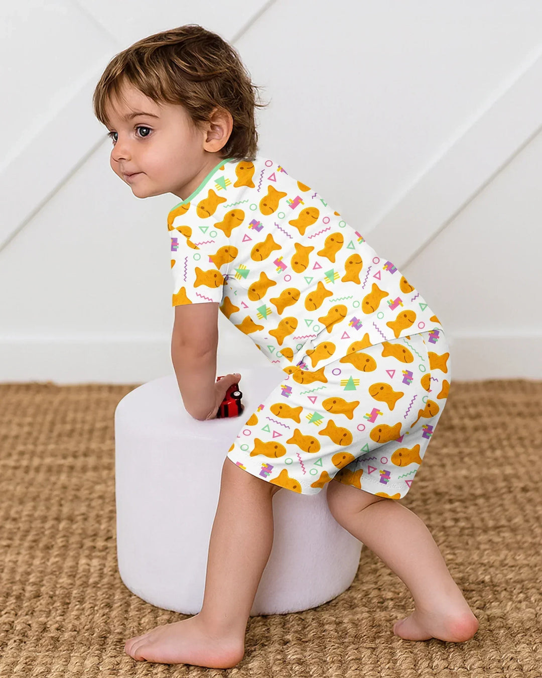Conjunto de Pijama de Dos Piezas de Bambú con Mangas Cortas y Pantalones Cortos