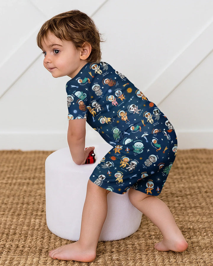 Animal Astronauts Bamboo Two Piece Short Sleeve Shorts Pajama Set