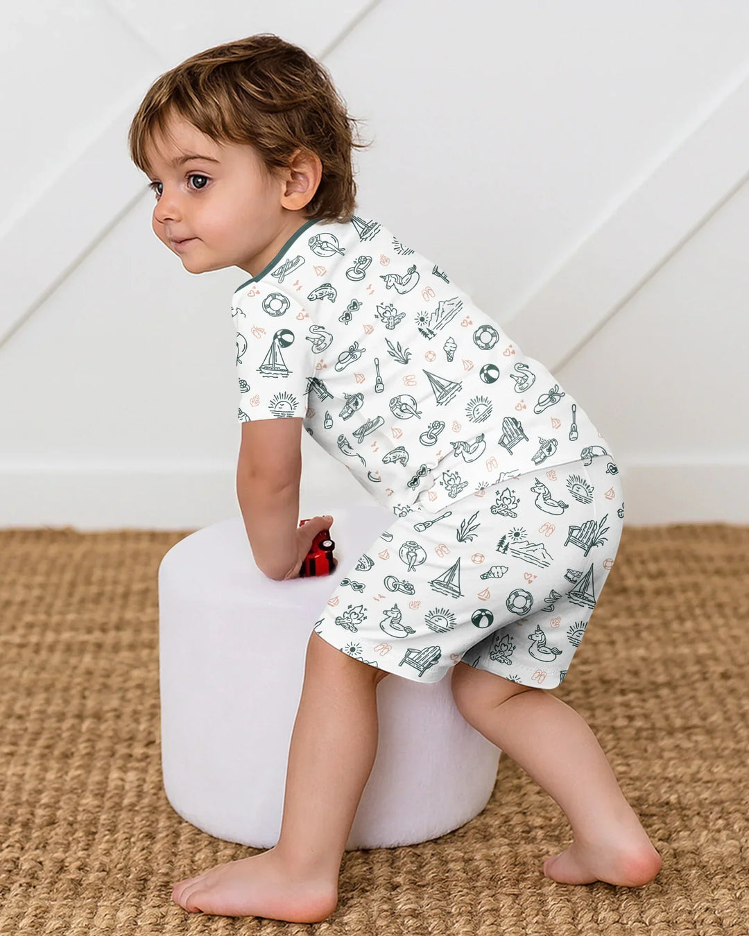 Schlafanzug-Set zweiteilig, kurze Ärmel, kurze Hose, Bambus