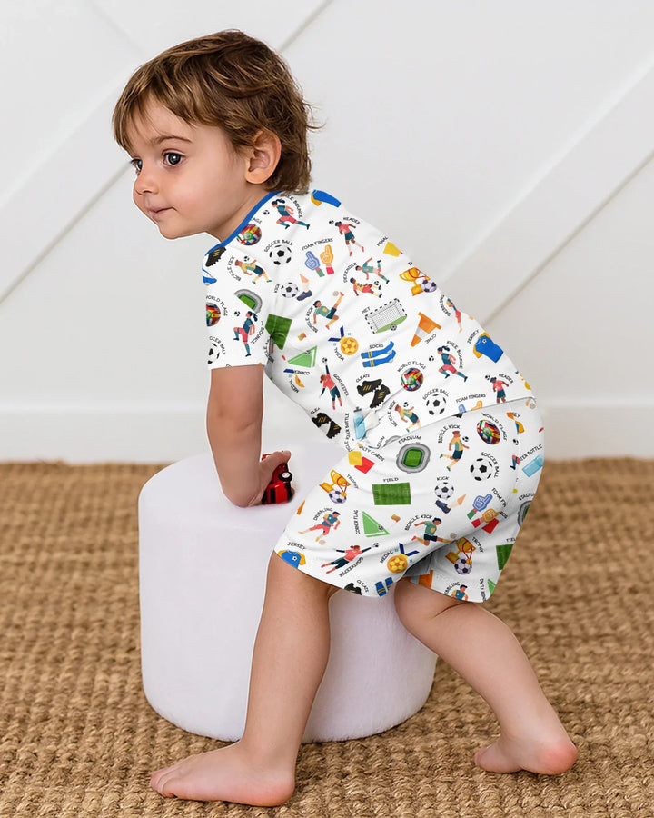 Soccer Fever All About The Game Two Piece Short Sleeve Shorts Pajama Set