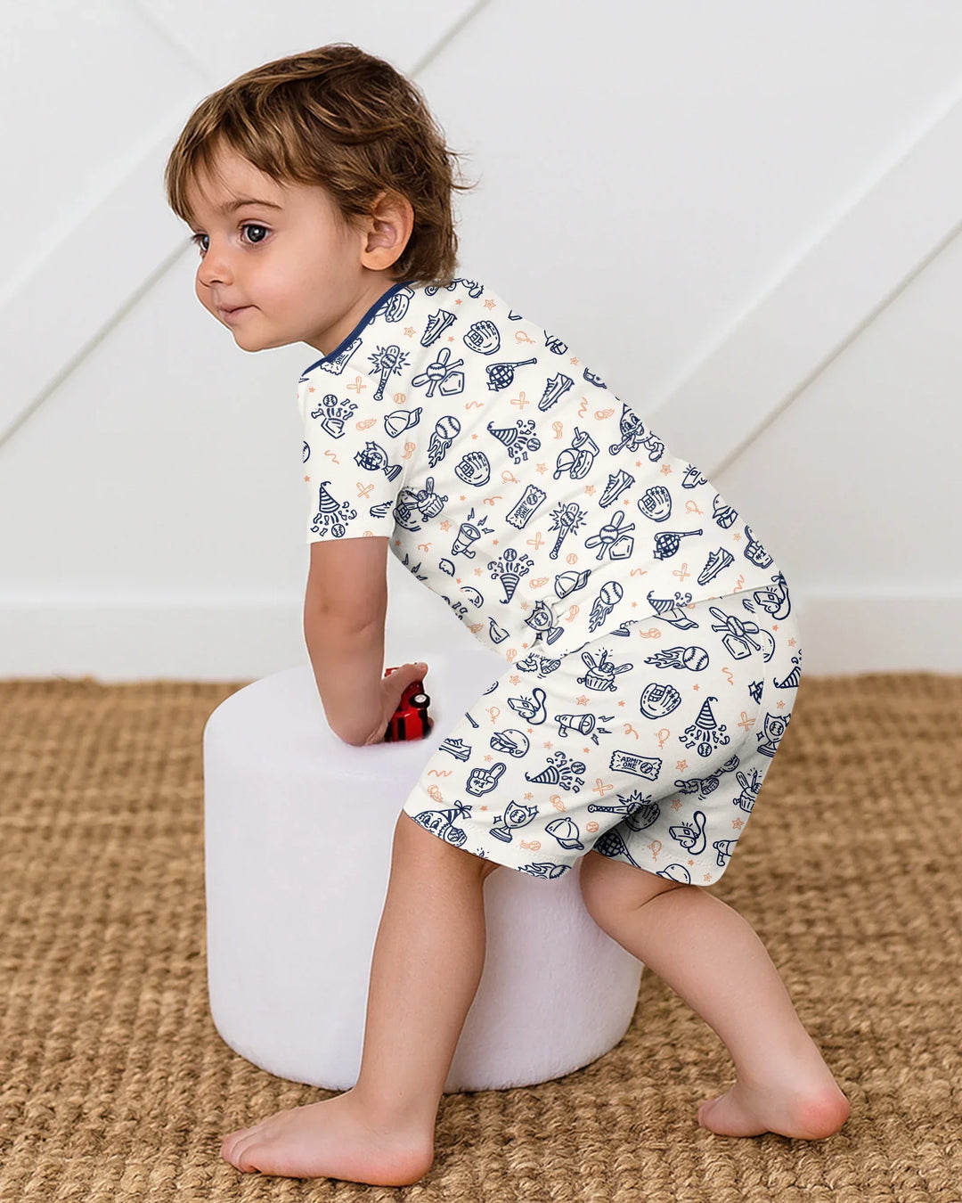 Ballpark Bash Bamboo Two Piece Short Sleeve Shorts Pajama Set