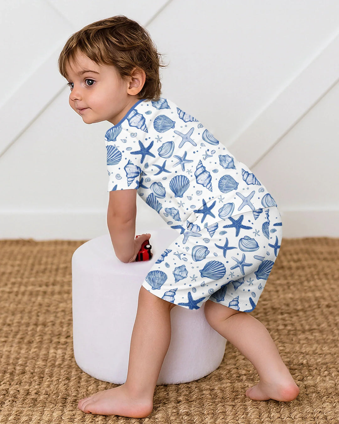 Coastal Charm Family Matching Bamboo Two Piece Short Sleeve Shorts Pajama Set