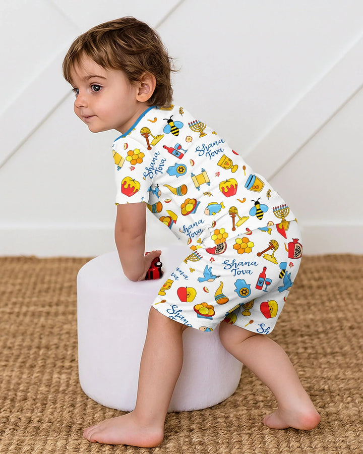 Shanah Tovah U'Metukah Bamboo Two Piece Short Sleeve Shorts Pajama Set