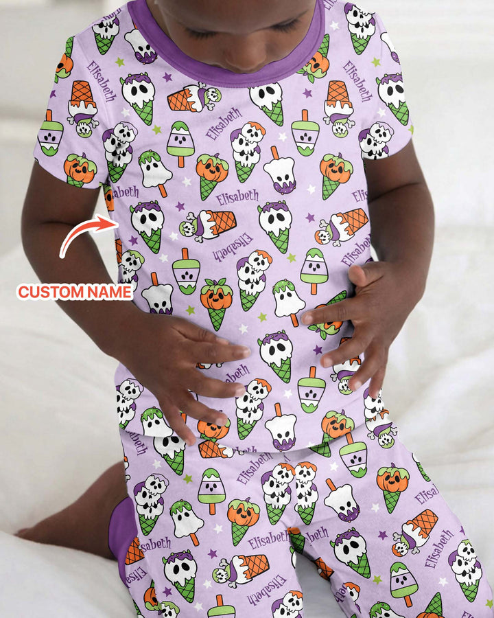 Conjunto de pijama de dos piezas de bambú de manga corta, plantilla personalizada