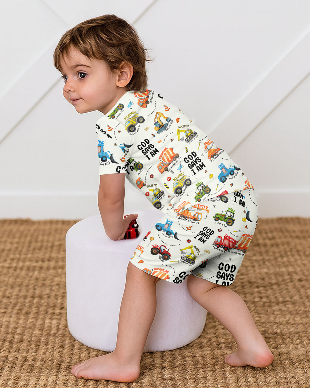 Dios Dice Soy Niño Bambú Conjunto de Pijama de Dos Piezas de Manga Corta y Pantalón Corto