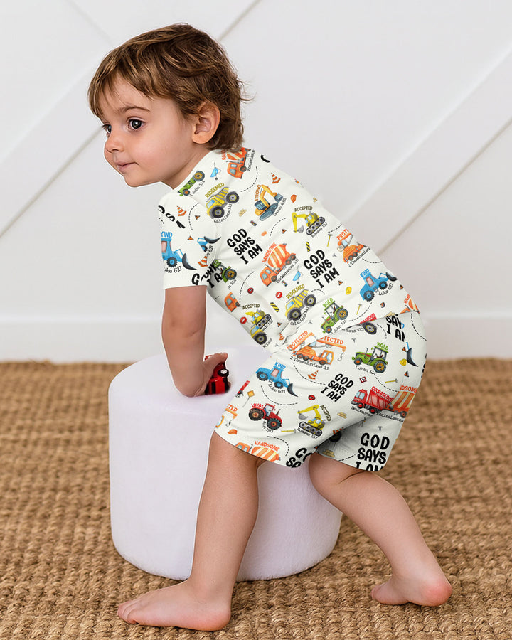 Dios Dice Soy Niño Bambú Conjunto de Pijama de Dos Piezas de Manga Corta y Pantalón Corto