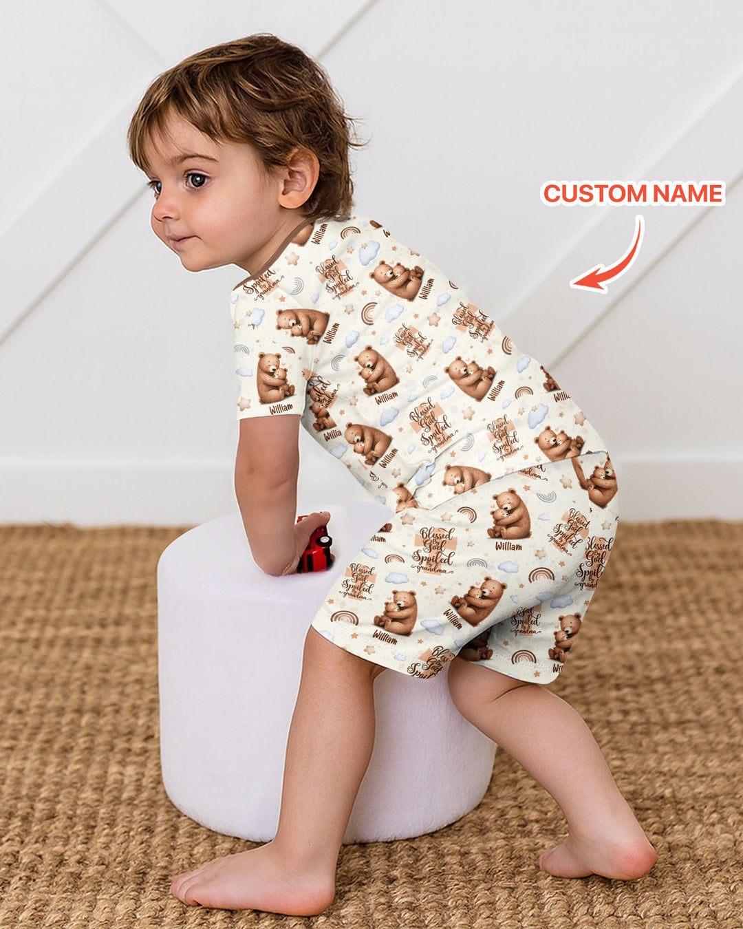 Conjunto de Pijama de Dos Piezas de Bambú con Mangas Cortas y Pantalones Cortos