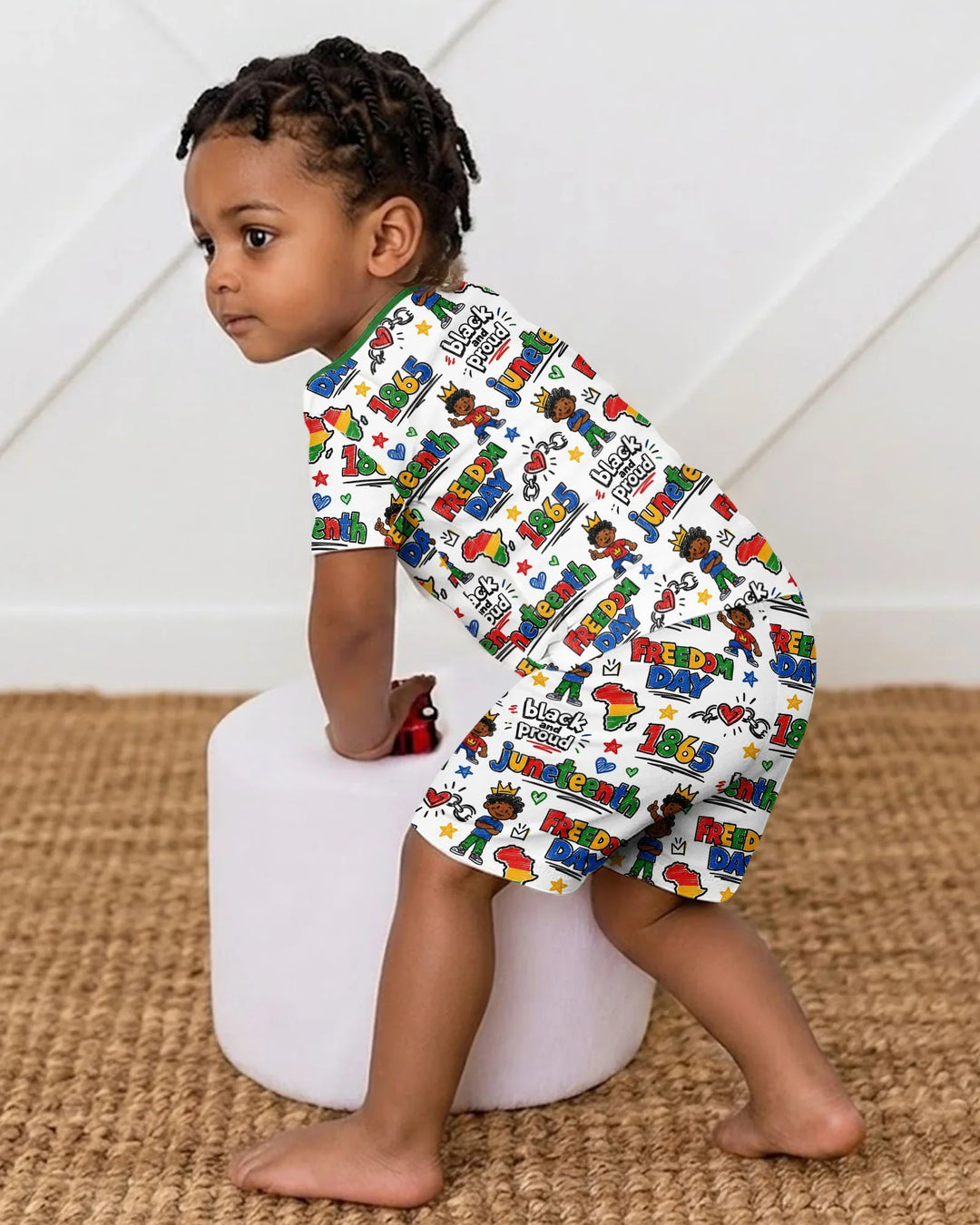 Juneteenth Black and Proud Bamboo Two Piece Short Sleeve Shorts Pajama Set