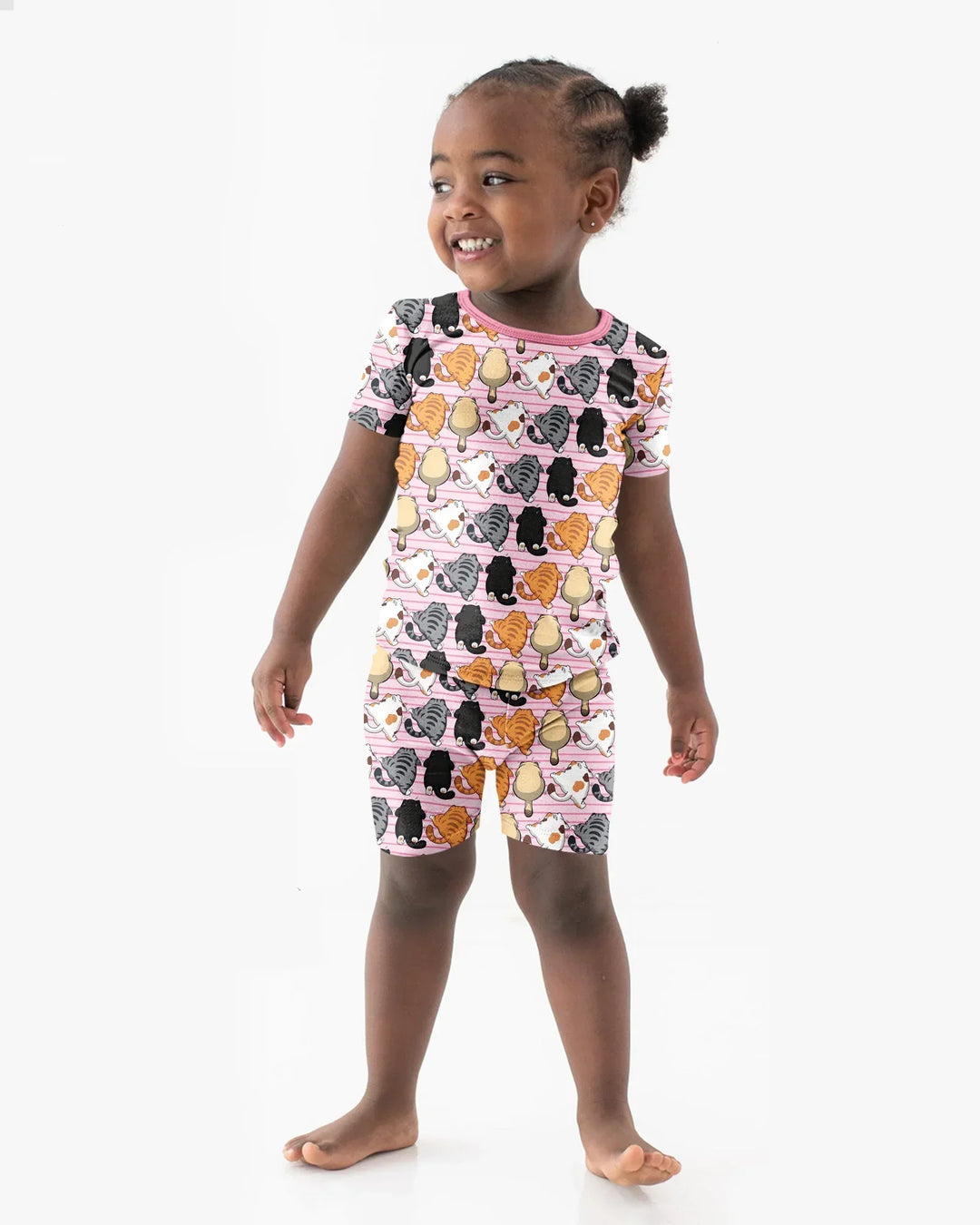 Funny Cat Butts Club Family Matching Bamboo Two Piece Short Sleeve Shorts Pajama Set