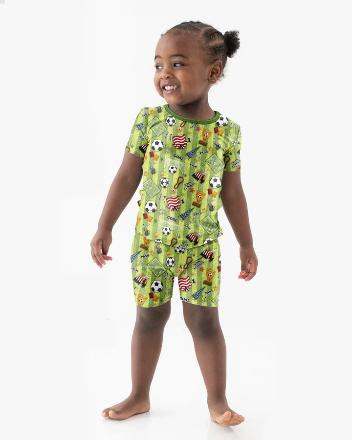 Conjunto de Pijama de Dos Piezas de Bambú con Mangas Cortas y Pantalones Cortos