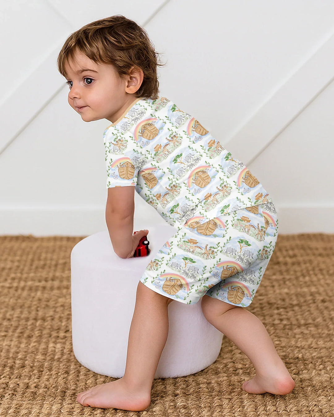 Noah And The Ark Bamboo Two Piece Short Sleeve Shorts Pajama Set
