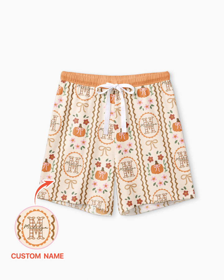 Custom Name Pumpkin Cottage Bamboo Women Short Sleeve Short Pajama Set