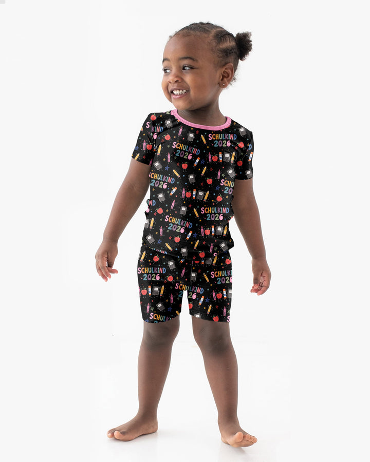 Conjunto de Pijama de Dos Piezas de Bambú con Mangas Cortas y Pantalones Cortos