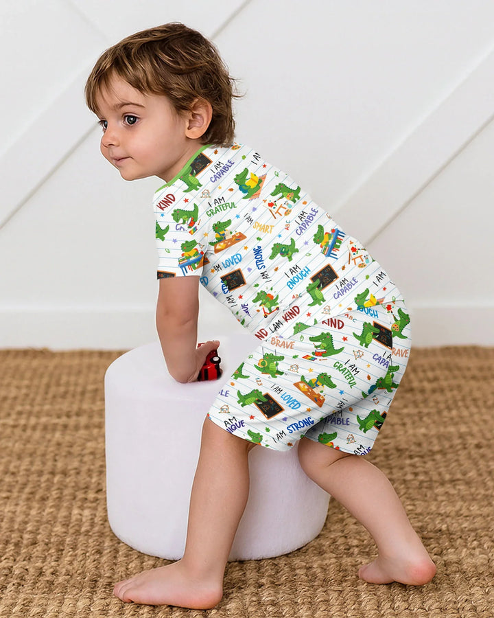 Brave Gator Days Bamboo Two Piece Short Sleeve Shorts Pajama Set