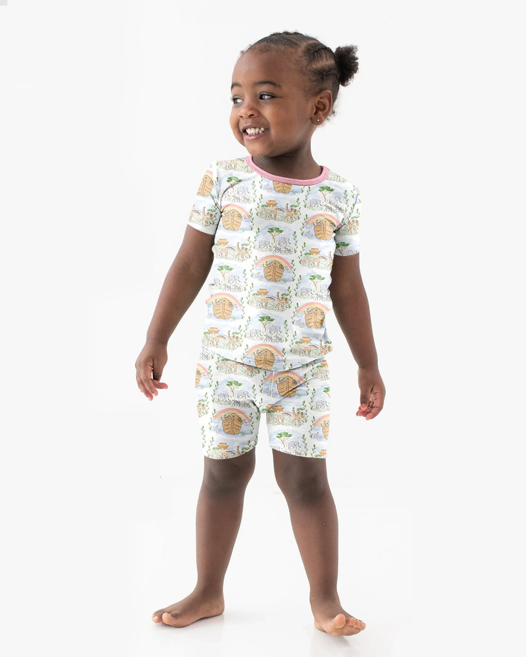 Noah And The Ark Bamboo Two Piece Short Sleeve Shorts Pajama Set