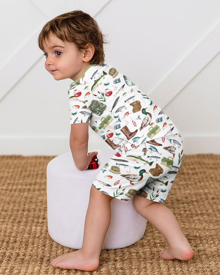 Daddy's Fishing Buddy Daddy& Me Matching Bamboo Two Piece Short Sleeve Shorts Pajama Set