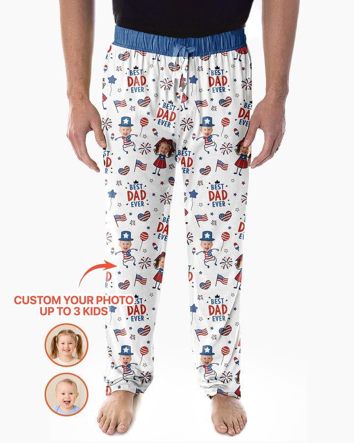 Custom Photo Best Patriotic Family Ever Bamboo Men's Pajama Set