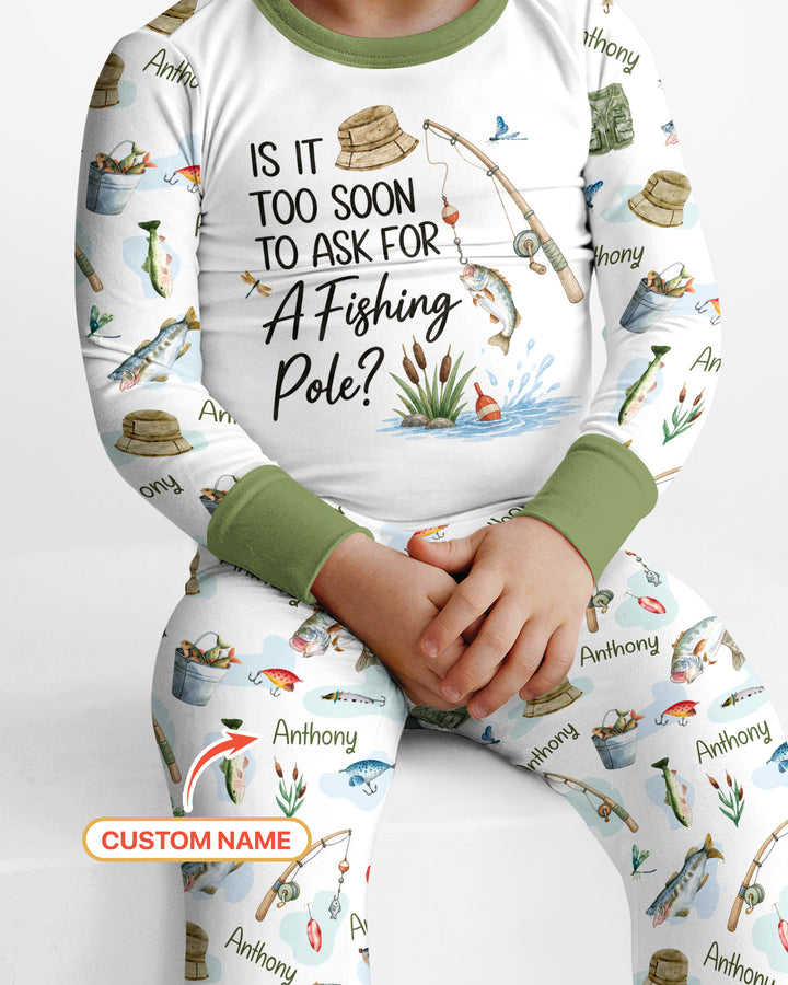 Is It Too Soon To Ask For A Fishing Pole Bamboo Two Piece Long Sleeve Pajama Set