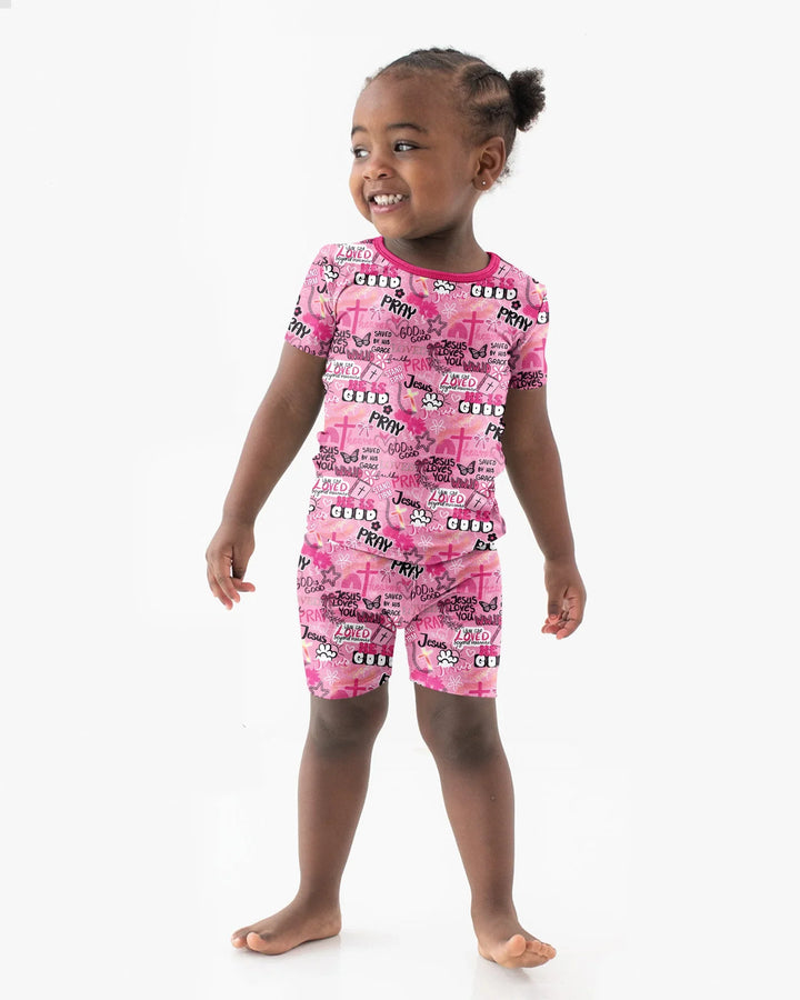Conjunto de Pijama de Dos Piezas de Bambú con Mangas Cortas y Pantalones Cortos