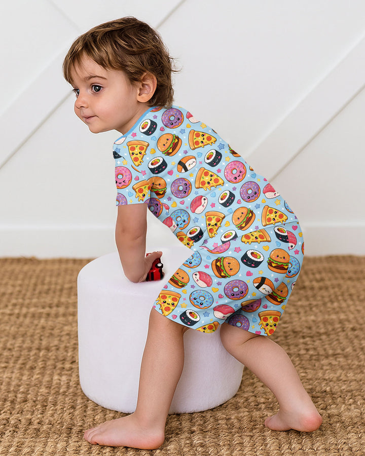 Conjunto de Pijama de Dos Piezas de Bambú con Mangas Cortas y Pantalones Cortos