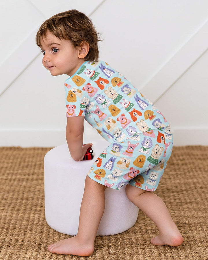 Conjunto de Pijama de Dos Piezas de Bambú con Mangas Cortas y Pantalones Cortos