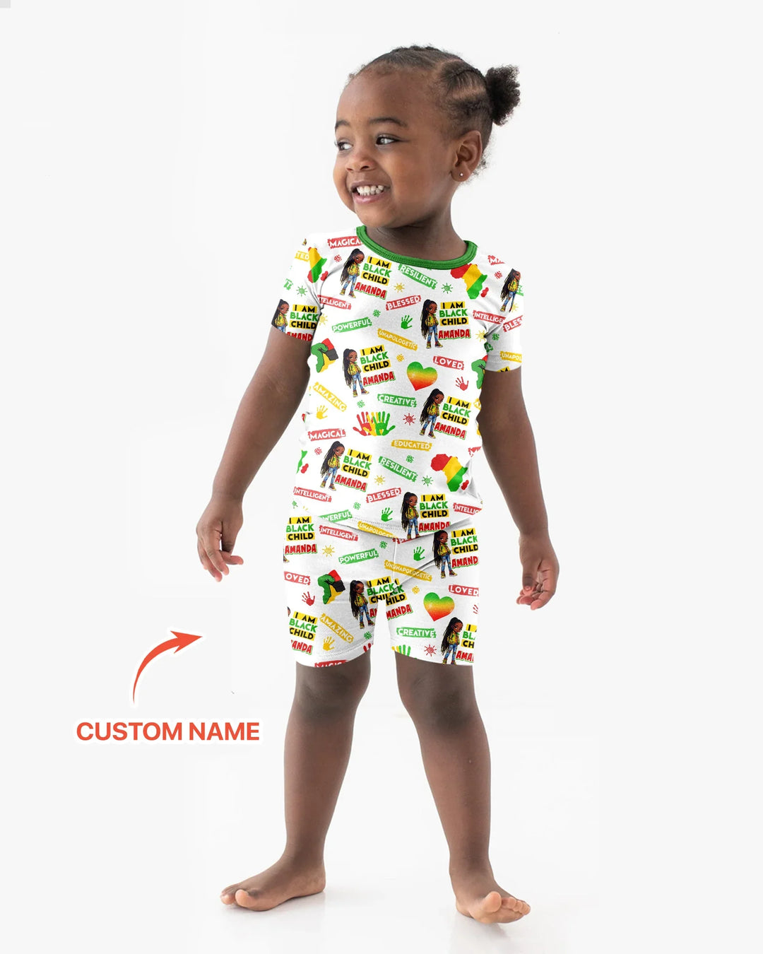 Custom Name I Am Black Child Magical Bamboo Two Piece Short Sleeve Shorts Pajama Set