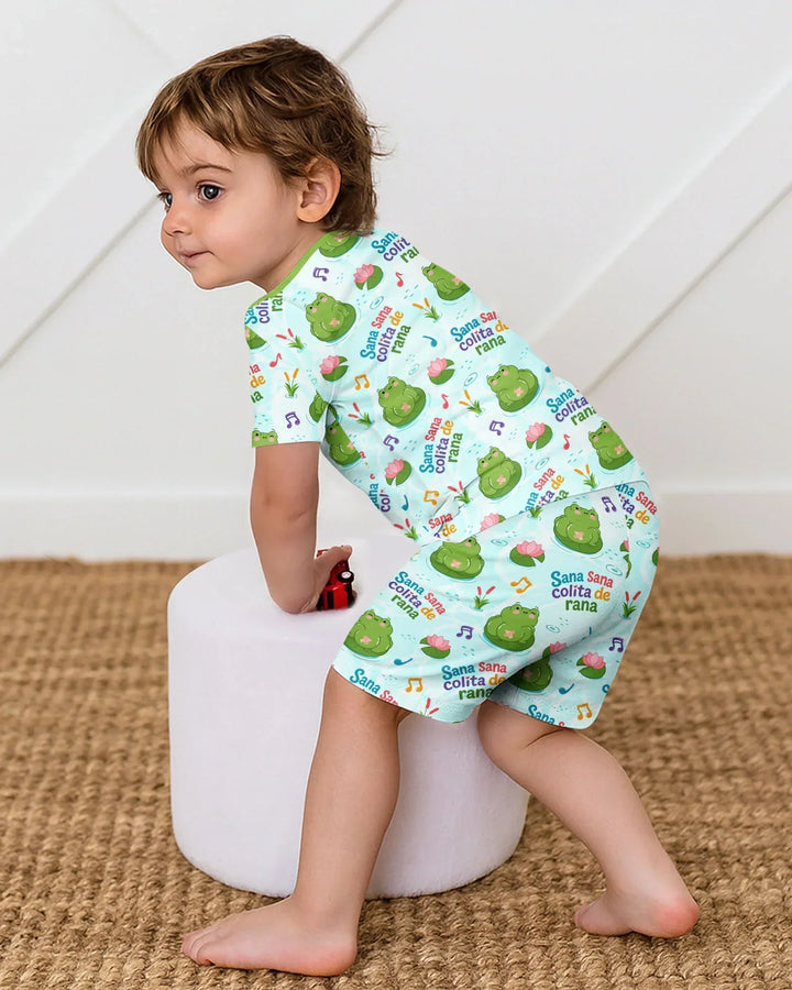 Conjunto de Pijama de Dos Piezas de Bambú con Mangas Cortas y Pantalones Cortos