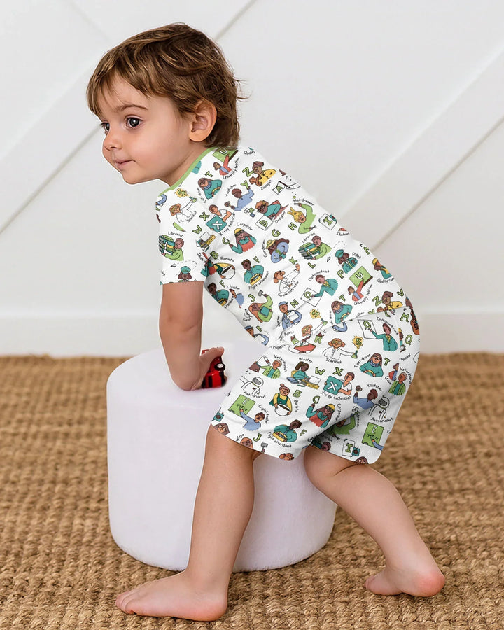Conjunto de Pijama de Dos Piezas de Bambú con Mangas Cortas y Pantalones Cortos