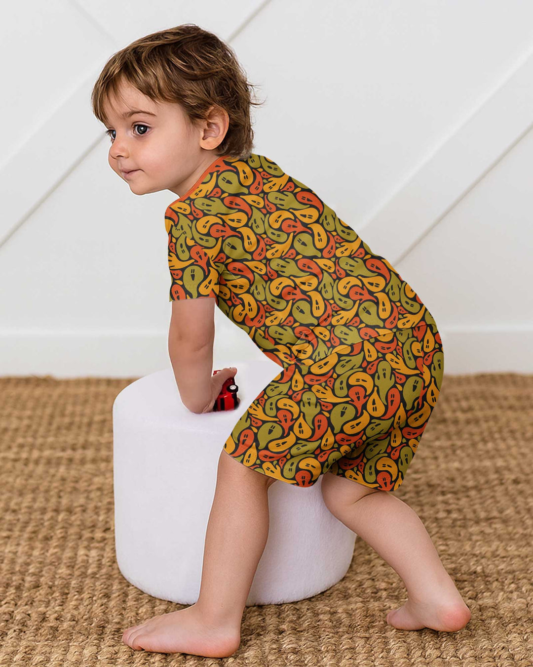Retro Haunts & Happy Boos Bamboo Two Piece Short Sleeve Shorts Pajama Set