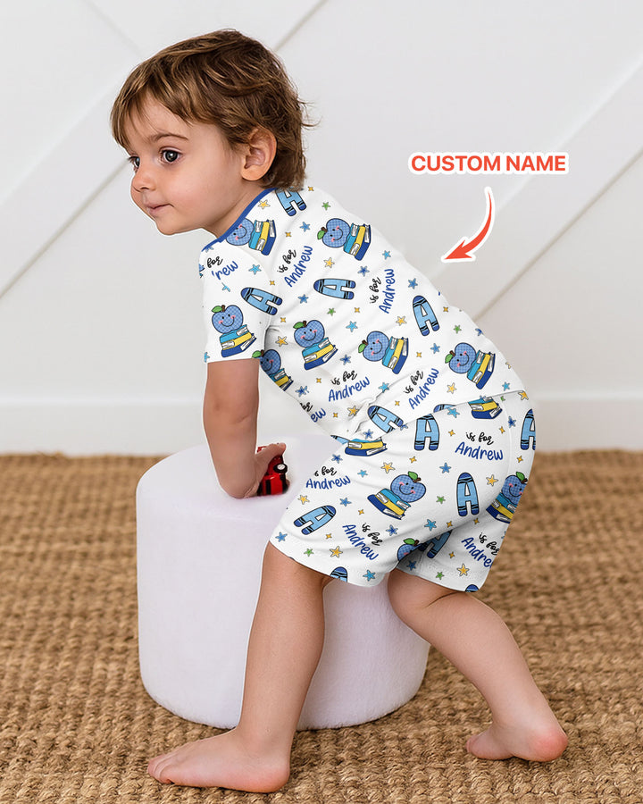 Conjunto de Pijama de Dos Piezas de Bambú con Mangas Cortas y Pantalones Cortos