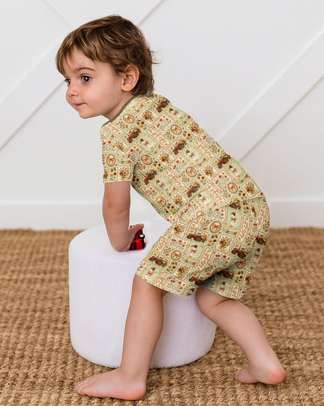 Farmhouse Fall Goose Family Matching Bamboo Two Piece Short Sleeve Shorts Pajama Set