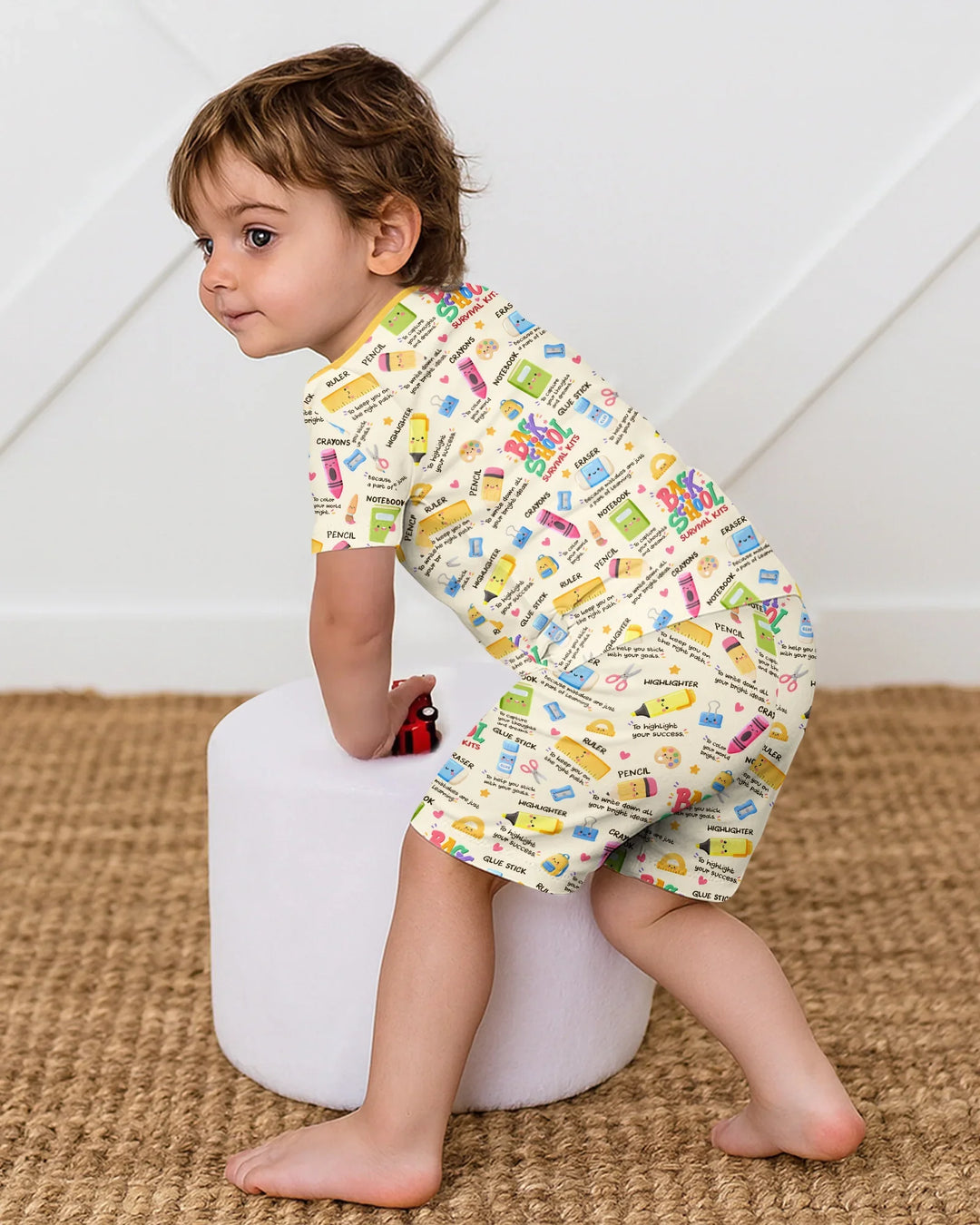 Back To School Survival Kit Bamboo Two Piece Short Sleeve Shorts Pajama Set