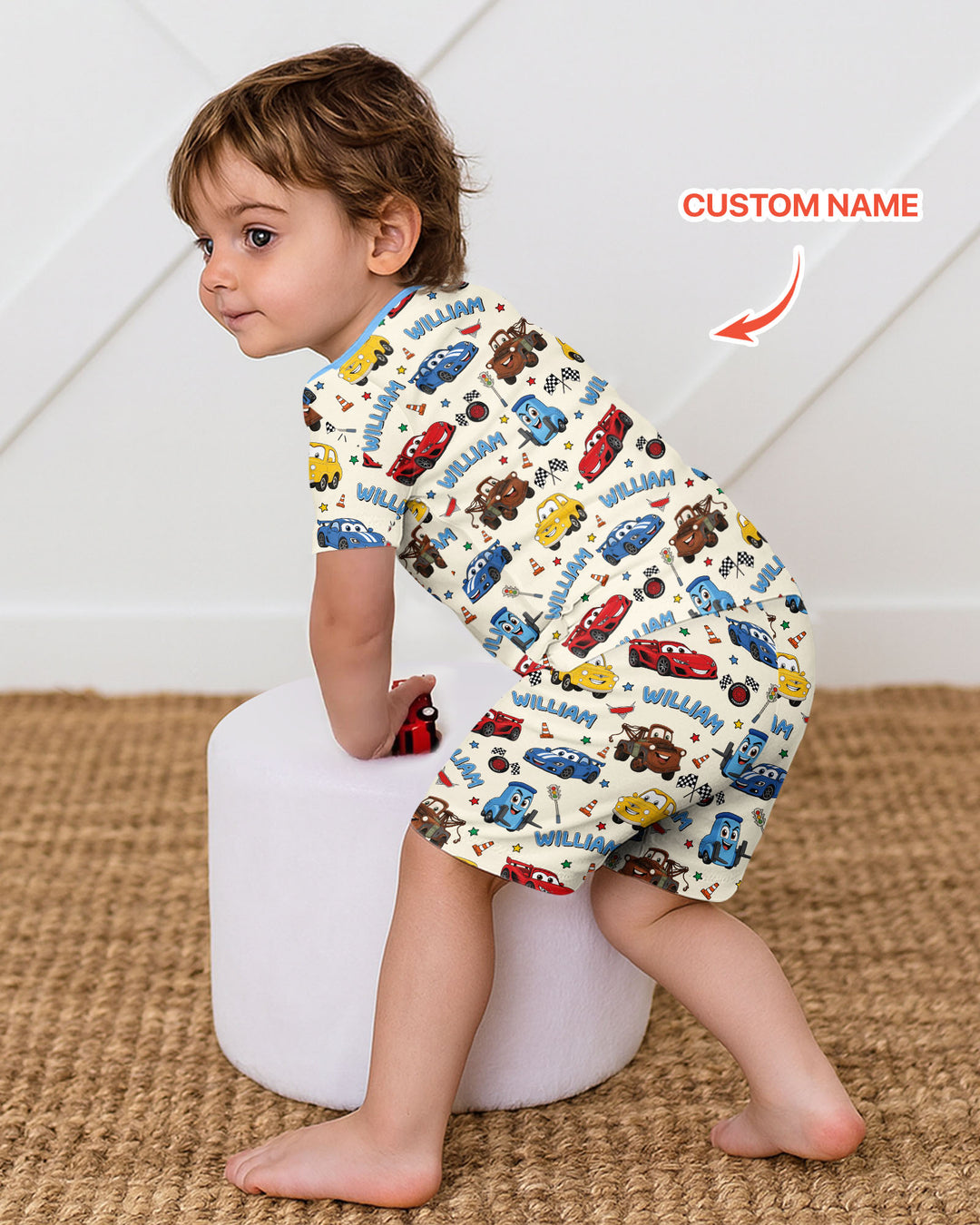 Car Movie Bamboo Two Piece Short Sleeve Shorts Pajama Set