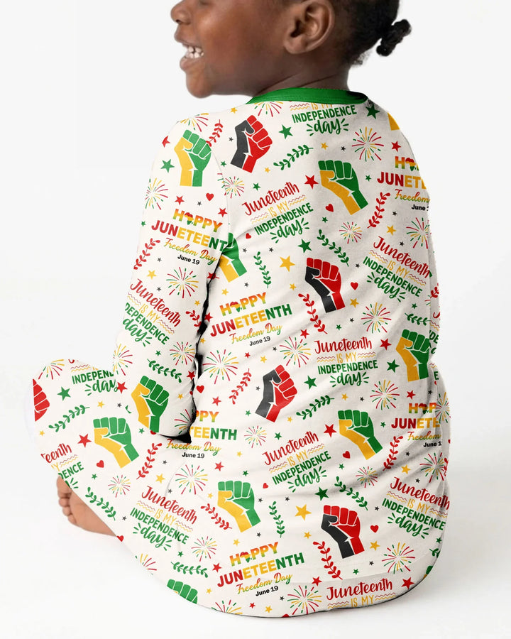 Happy Juneteenth Freedom Day Bamboo Two Piece Long Sleeve Pajama Set