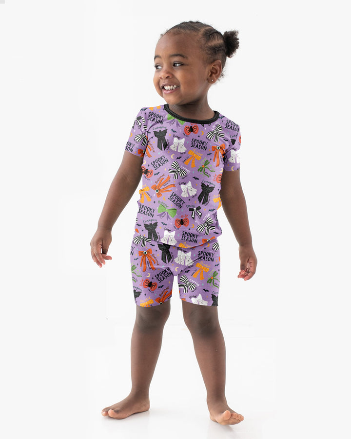 Spooky Bows Spooky Season Bamboo Two Piece Short Sleeve Shorts Pajama Set