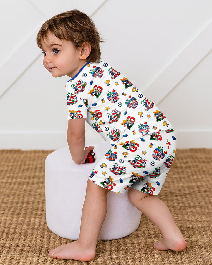 World Soccer North America 2026 Family Matching Bamboo Two Piece Short Sleeve Shorts Pajama Set
