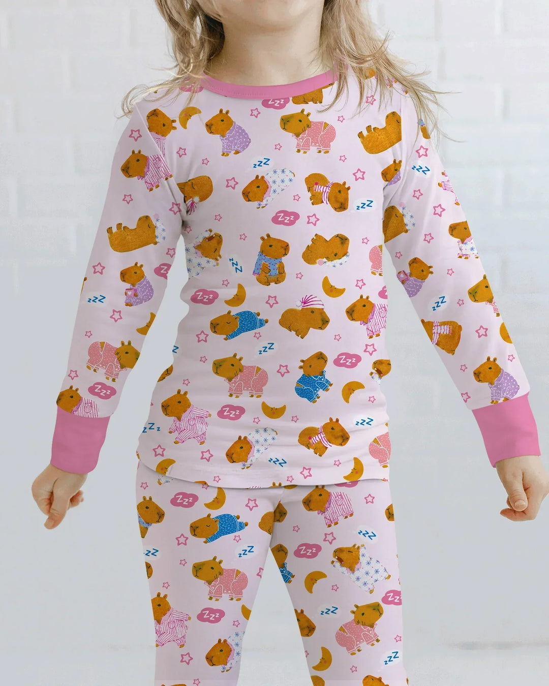 Capyjama Family Matching Bamboo Two Piece Long Sleeve Pajama Set