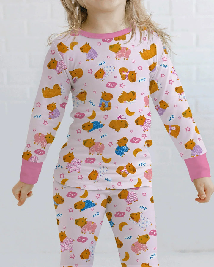 Capyjama Family Matching Bamboo Two Piece Long Sleeve Pajama Set
