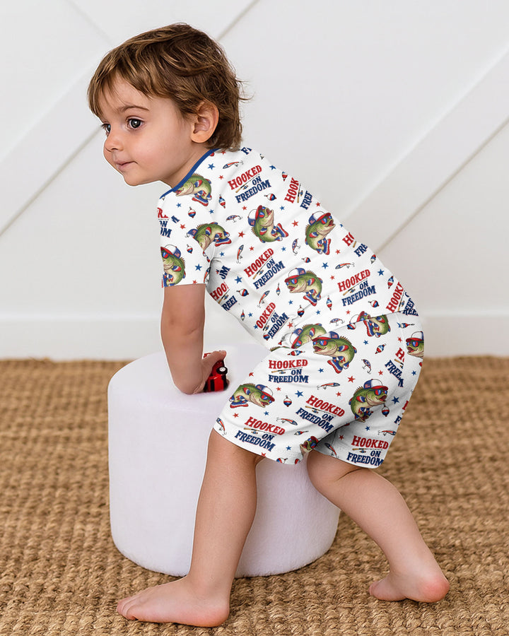 Hooked On Freedom Bamboo Two Piece Short Sleeve Shorts Pajama Set