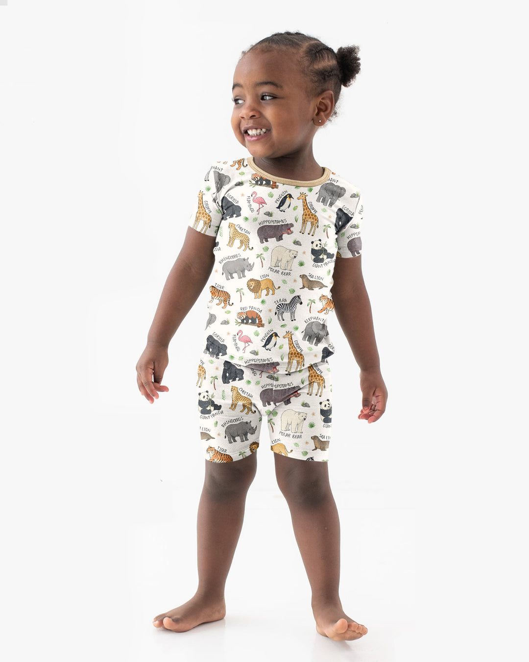 Safari Animals Bamboo Two Piece Short Sleeve Shorts Pajama Set
