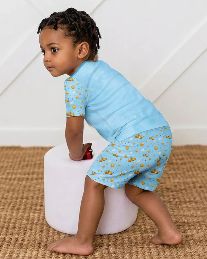 God Says I Am Afro  Boy  Bamboo Two Piece Short Sleeve Shorts Pajama Set