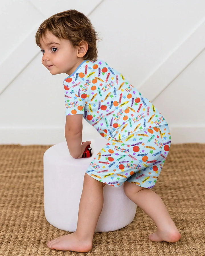 Teacher You Are Special Bamboo Two Piece Short Sleeve Shorts Pajama Set